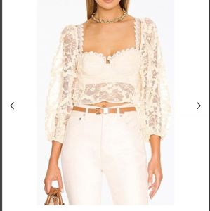 FOR LOVE & LEMONS Ysabelle Crop Top in Ivory Medium